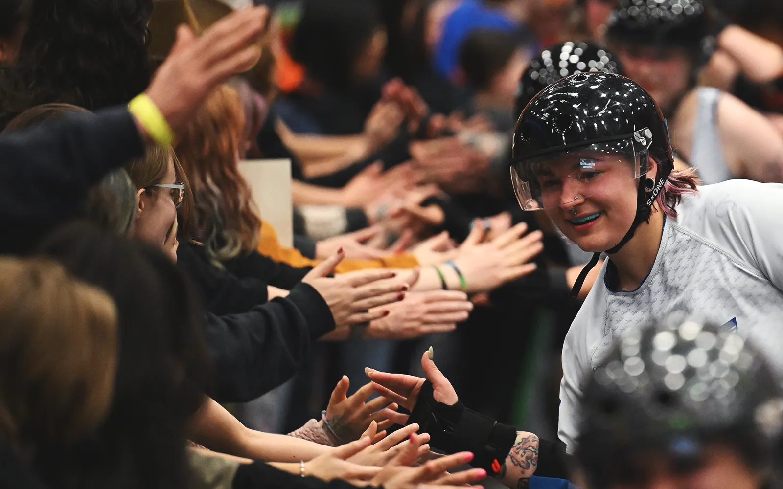 Jet City Roller Derby post-bout high-five lap